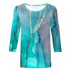 3/4 Length Sleeve Womens Tops Cute Summer Crewneck Shirts Casual Floral Print Trendy Blouses Comfy Loose T-Shirts view 3