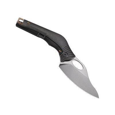 Cavol Knife Amuse-C04 Thumb Hole Knife,3.85" M390 Steel Blade Stonewashed,6AL4V Titanium Handle,Frame Lock Folding,Titanium Pocket Clip(Bronze)