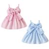Toddler Baby Girls' Dress Pink Blue Striped Sling Sleeveless Bow Princess Dress Newborn Boy Baby Gift (Pink, 12M) view 2