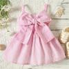 Toddler Baby Girls' Dress Pink Blue Striped Sling Sleeveless Bow Princess Dress Newborn Boy Baby Gift (Pink, 12M) view 3