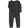 Aablexema Baby Footless Pajamas Zipper with Mitten, Rayon from Bamboo, Infant Long Sleeve Romper Pjs(Dark Grey,Newborn) view 1