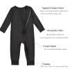 Aablexema Baby Footless Pajamas Zipper with Mitten, Rayon from Bamboo, Infant Long Sleeve Romper Pjs(Dark Grey,Newborn) view 4