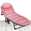 Plerile Portable Folding Camping Cot, Adjustable 4-Position Chaise Lounge Chair with Mattress, Outdoor Reclining Sleeping Bed for Camping Pool Beach and Patio (Color : Pink) view 1