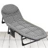 Plerile Portable Folding Camping Cot, Adjustable 4-Position Chaise Lounge Chair with Mattress, Outdoor Reclining Sleeping Bed for Camping Pool Beach and Patio (Color : Houndstooth) view 1