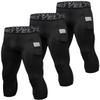 3 Pack Men's Compression Pants 3/4 Workout Dry-fit Baselayers Underwear Sport Tights Running Athletic Leggings Capris view 1