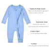 Aablexema Baby Footless Pajamas Zipper with Mitten, Rayon from Bamboo, Infant Long Sleeve Romper Pjs(Blue & Dark Green,6-12m) view 4