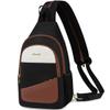 LOVEVOOK Sling Bag for Women, Sling Backpack Crossbody Bag Convertible, Small Diaper Bag Hiking Daypacks Water-resistant, Travel Shoulder Bag Chest Bag, Black Brown Beige view 1