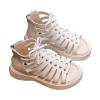 2023 New Girls Fashion Solid Color Soft Sole Zipper Princess Shoes Sandals Slip on Sandals for Girls (Beige, 4 Big Kids) view 1