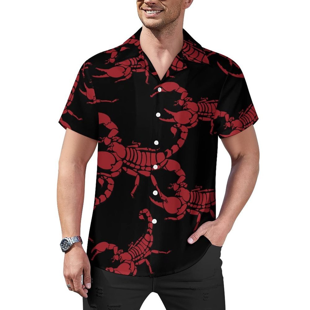 Red Scorpion Men's Short-Sleeve Shirt Regular-Fit Shirts Cuban Hawaiian Beach Top