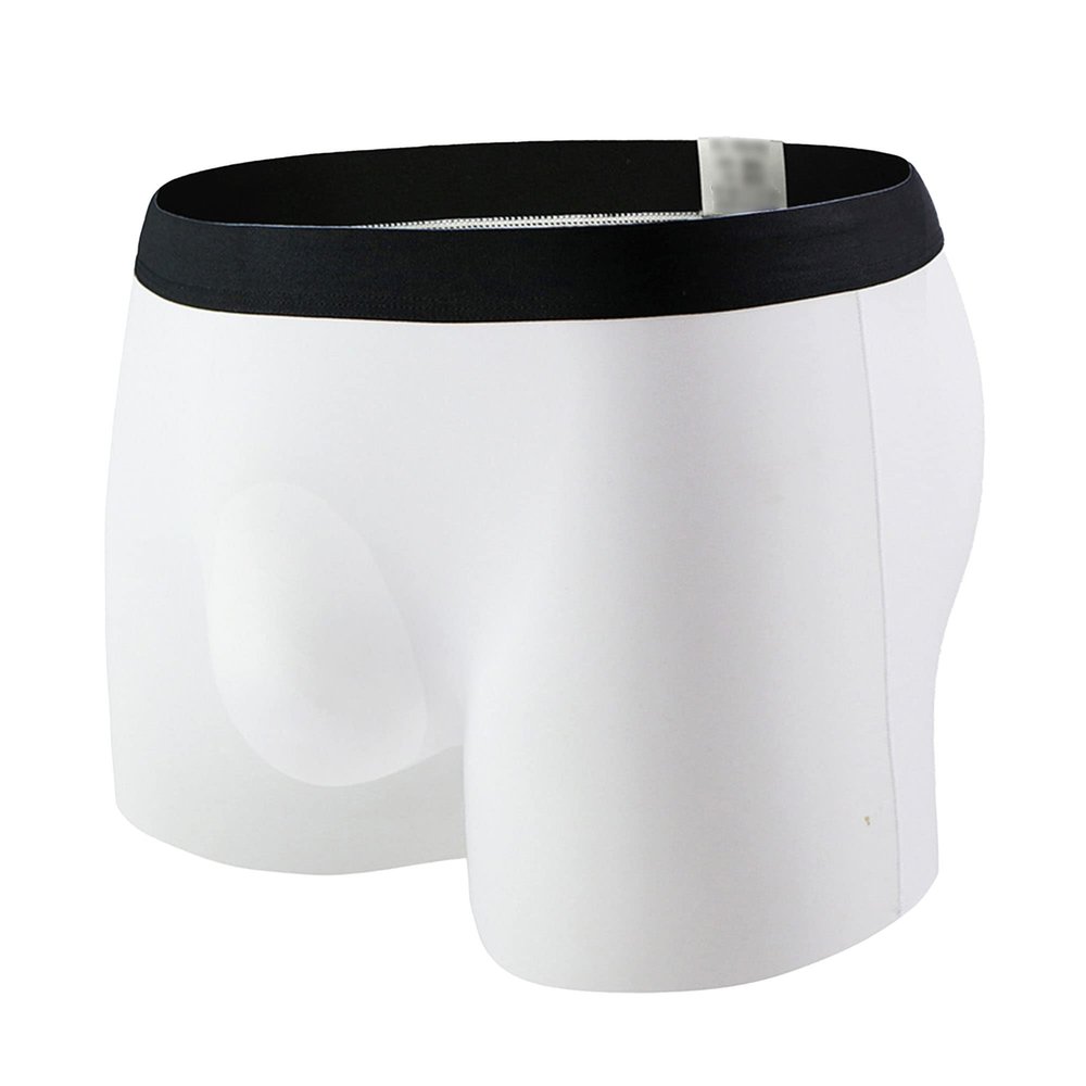 JEsilunmaMY Mens Ice Silk Seamless Boxer Briefs with Pouch Mid Waist Stretch Breathable Underwear Solid Color Comfort Trunks (White-1PC,Large)