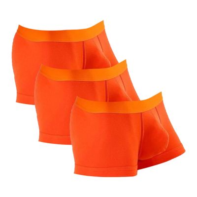 JEsilunmaMY Mens Low Waist Athletic Boxer Briefs Stretch Cotton Support Pouch Boxer Briefs Solid Color Sport Boxer Trunks (Orange-3PC,Small)