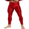 Freebily Men's Compression Tights Leggings Yoga Running Sports Workout Baselayer Ice Silk Pants Burgundy X-Large view 3