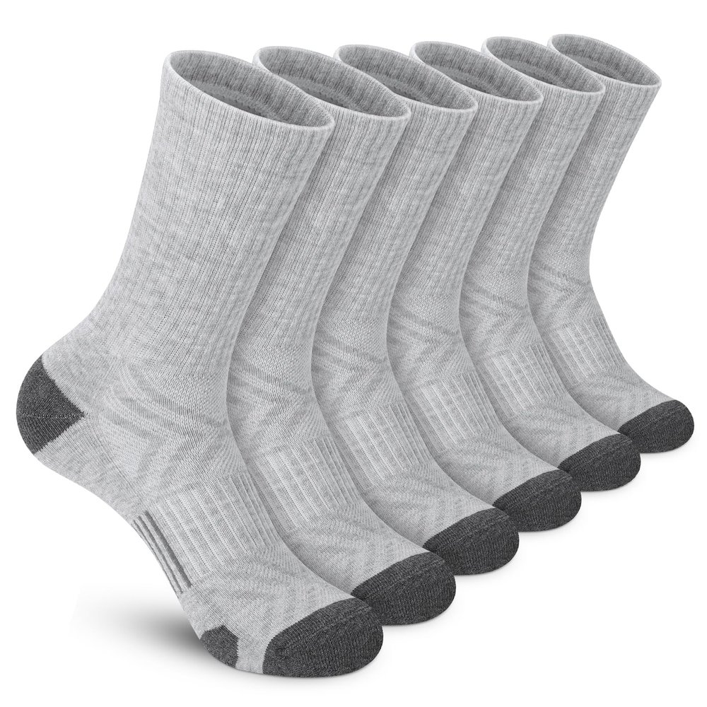 Felicigeely Athletic Crew Socks Cushion Running Socks Performance Breathable Sports Socks for Men (US, Numeric, 12, 14, Regular, Regular, Grey)