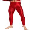 Agoky Men's Glossy Leggings Yoga Skinny Ice Silk Compression Tights Workout Baselayer Pants Burgundy Medium view 2