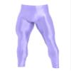 Agoky Men's Glossy Leggings Yoga Skinny Ice Silk Compression Tights Workout Baselayer Pants Light Purple XX-Large view 1