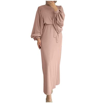 2023 Muslim Dresses for Women Abaya Islamic Dress National Robe Casual Solid Color Long Sleeve Maxi Prayer Clothes