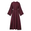 2023 Women Islamic Robe Dresses Ladies Muslim National Abaya Dress Loose Fit Solid Long Sleeve Jilbab Prayer Clothes view 2