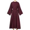 2023 Women Islamic Robe Dresses Ladies Muslim National Abaya Dress Loose Fit Solid Long Sleeve Jilbab Prayer Clothes view 4
