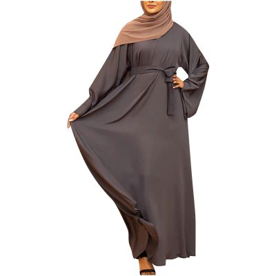 2023 Women Islamic Robe Dresses Ladies Muslim National Abaya Dress Loose Fit Solid Long Sleeve Jilbab Prayer Clothes