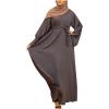 2023 Women Islamic Robe Dresses Ladies Muslim National Abaya Dress Loose Fit Solid Long Sleeve Jilbab Prayer Clothes view 1