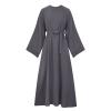 2023 Women Islamic Robe Dresses Ladies Muslim National Abaya Dress Loose Fit Solid Long Sleeve Jilbab Prayer Clothes view 2