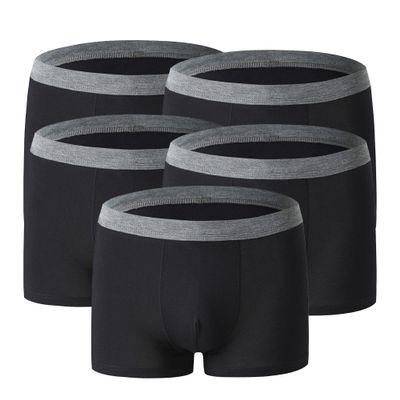 JEsilunmaMY Plus Size Mid Waist Boxer Briefs for Men Stretch Cotton Moisture-Wicking Underwear Soft Comfortable Pouch Trunks (Black-5PC,3X-Large)