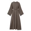 2023 Women Islamic Robe Dresses Ladies Muslim National Abaya Dress Loose Fit Solid Long Sleeve Jilbab Prayer Clothes view 2