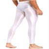 Agoky Men's Glossy Leggings Yoga Skinny Ice Silk Compression Tights Workout Baselayer Pants White XX-Large view 3