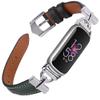 Unique D-shape Metal Buckle Bands Compatible with Fitbit Luxe for Women - Top Grain Leather Strap for Luxe/Special Edition Fitness Tracker (Silver/Black) view 1