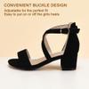 Hehainom Girls Heels Sandals Ankle Cross Strap Black Dress Shoes Toddler Little Big Kid HNDENISE Flower Girl Size 1 Wedding Party Pumps Shoes view 4