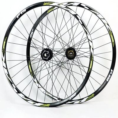 ZECHAO 26 27.5 29in Mountain Bike Wheelset,Thru Axle Disc Brake Bike Front Rear Wheels for 7-11 Speed Cassette Freewheel 2090g Wheelset (Color : Green, Size : 26inch)