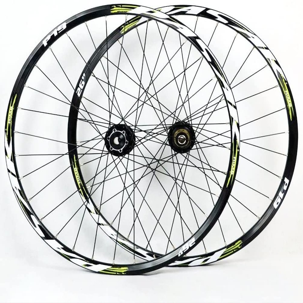 ZECHAO 26 27.5 29in Mountain Bike Wheelset,Thru Axle Disc Brake Bike Front Rear Wheels for 7-11 Speed Cassette Freewheel 2090g Wheelset (Color : Green, Size : 26inch)