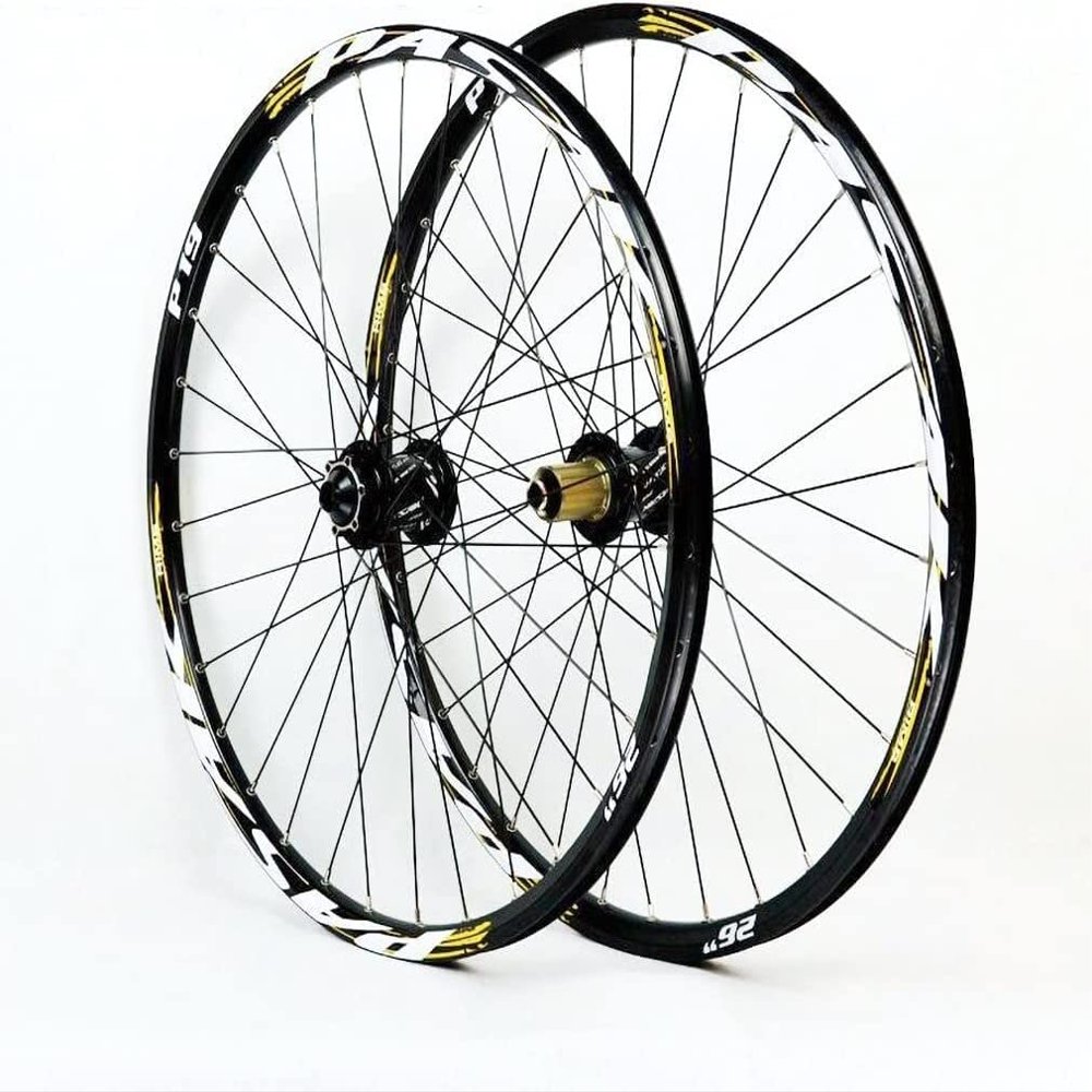 ZECHAO 26 27.5 29in Mountain Bike Wheelset,Thru Axle Disc Brake Bike Front Rear Wheels for 7-11 Speed Cassette Freewheel 2090g Wheelset (Color : Yellow, Size : 29inch)