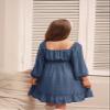 GRACE KARIN Girls Long Sleeve Ruffle Off Shoulder A-Line Swiss Dot Casual Dress Steel Blue 12Y view 4