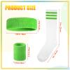Hillban Sweatband and Stripe Sock Set Neno Wrist Sweat Band Sport Headband Wristband for Men Women 80s Party Accessories(12 Set,Neon Color) view 2
