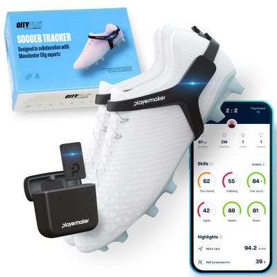 CITYPLAY Smart Soccer Tracker for Cleats by Playermaker  Ultimate Soccer, Tracks 25+ Metrics, 12 Month Access to CITYPLAY Soccer Training App Included, Advanced Than GPS, Medium