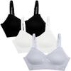 Happy Cherry Girls Teens Training Bras Cotton Lightly Padded Adjustable Sports Bra for Big Kids 12-14 Years 3PCS view 1