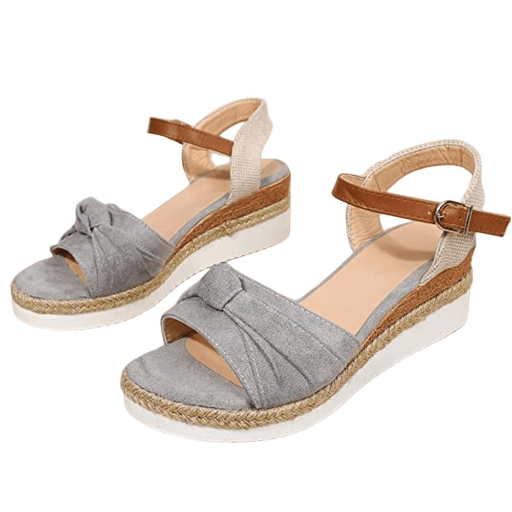 Ladmiple Sandals Women Fashion Topic Open Toe Buckle Ankle Strap Espadrilles Flatform Wedge Casual Sandal