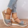 Ladmiple Sandals Women Fashion Topic Open Toe Buckle Ankle Strap Espadrilles Flatform Wedge Casual Sandal view 2