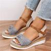 Ladmiple Sandals Women Fashion Topic Open Toe Buckle Ankle Strap Espadrilles Flatform Wedge Casual Sandal view 3