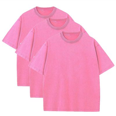 3 Pcs Men's Oversized Heavy Cotton Summer T-Shirts Vintage Tee Loose Fit Short Sleeve Casual Tshirts for Men Women