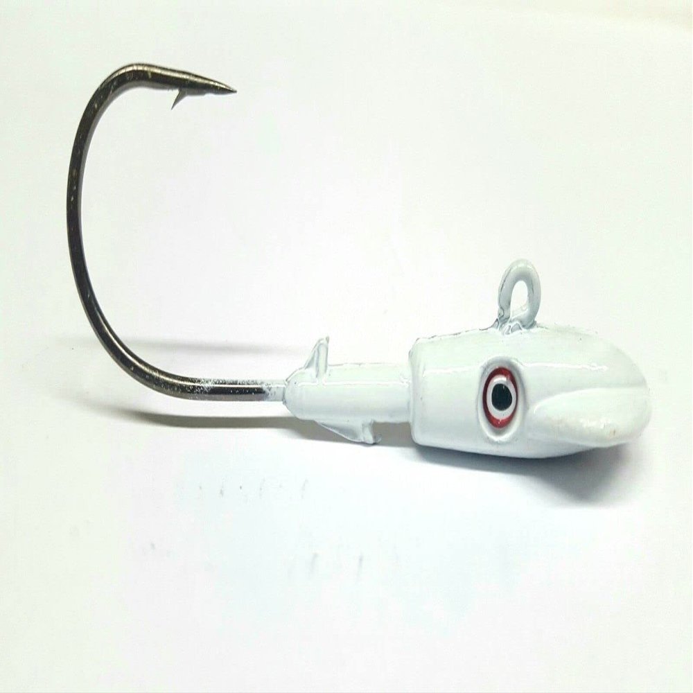 10 "Squid Jig Head Striper Bass Swimbait Lure Ultra Point Hook-White 3/8oz