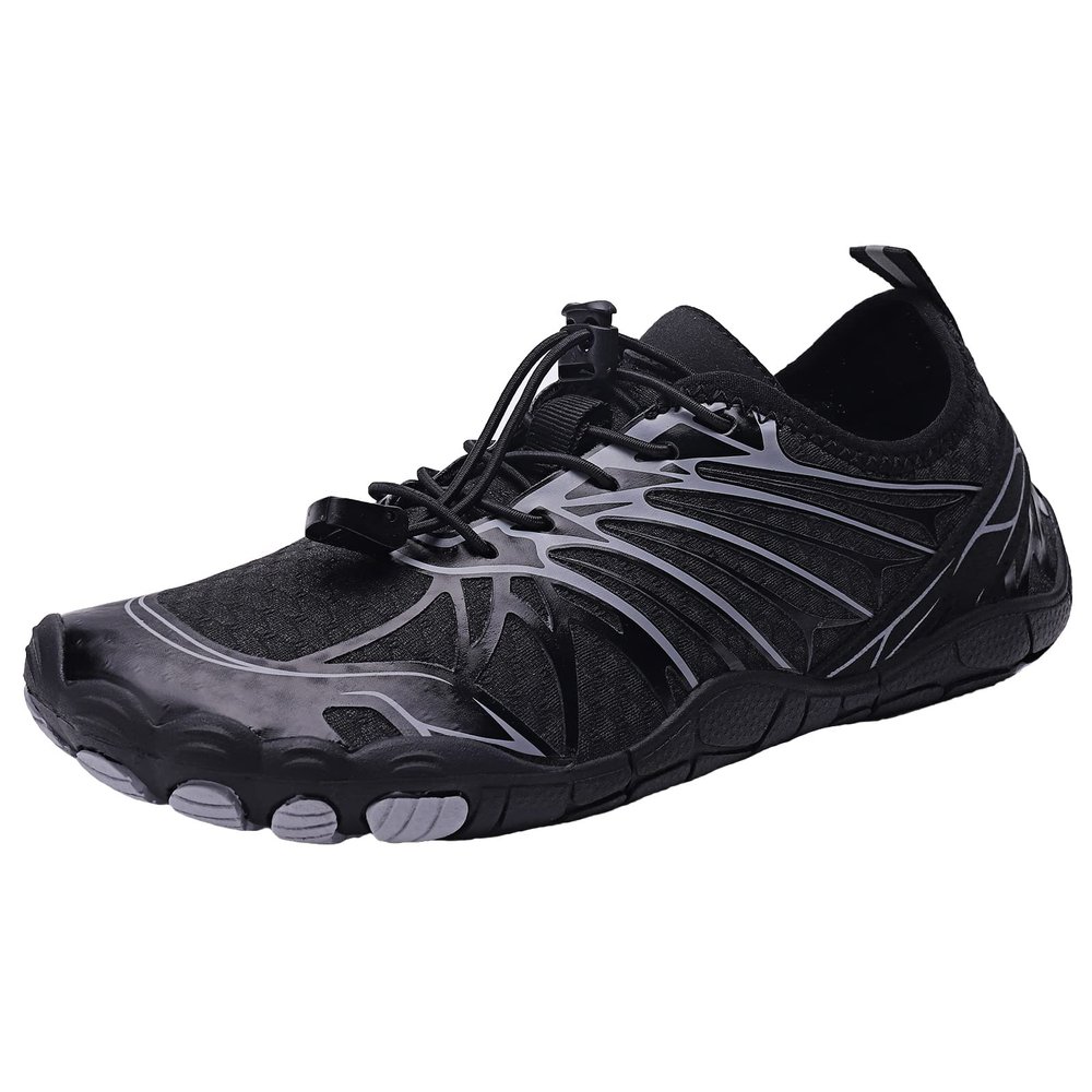 JiuQing Water Shoes Women Men Surf Swim Aqua Sport Shoes Quick Dry Elastic Adjustable Beach Barefoot Shoes for Fitness Walking,Black,11