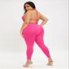 MEGCI Plus Solid Cut Out Knot Side Tie Backless Sports Unitard (Color : Hot Pink, Size : X-Large) view 2