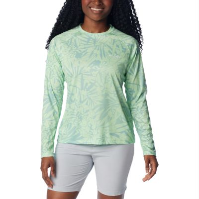 Columbia Women's Super Tidal Tee Long Sleeve, New Mint Tropictones, X-Small