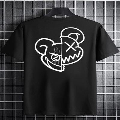 REBABA T-Shirts for Men Men Cartoon Graphic Tee REBABA (Color : Black, Size : X-Large)