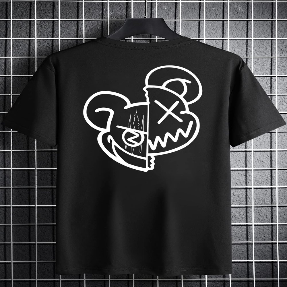 REBABA T-Shirts for Men Men Cartoon Graphic Tee REBABA (Color : Black, Size : X-Large)