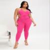 MEGCI Plus Solid Cut Out Knot Side Tie Backless Sports Unitard (Color : Hot Pink, Size : 3X-Large) view 3