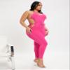 MEGCI Plus Solid Cut Out Knot Side Tie Backless Sports Unitard (Color : Hot Pink, Size : 3X-Large) view 4