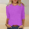 3/4 Length Sleeve Shirts for Women 2024 Casual Summer Blouses Crewneck Floral Printed Cute Tops Loose Fit Pullover view 2